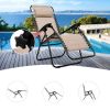 3 Piece Folding Portable Reclining Lounge Chairs Table Set Tan