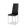 Set of 4 Modern High Back Black PVC Leather Dining Chairs with Metal Legs