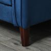 Mid-Century Modern Futon Sleeper Sofa Bed in Blue Velvet Upholstery