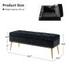 Mid-Century Modern End of Bed Storage Bench with Black Velvet Seat and Gold Legs