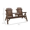 Adirondack Patio 2 Chair Lounger with Center Coffee Table Brown