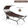 Brown Outdoor Hammock Style Chaise Lounge Chair Cot with Canopy and Storage Bag