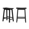 Set of 2 Farmhouse Counter Height Saddle Barstool in Charcoal Black Wood Finish