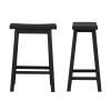 Set of 2 Farmhouse Counter Height Saddle Barstool in Charcoal Black Wood Finish