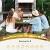 Green All Weather 8 Seater Picnic Table with Umbrella Hole