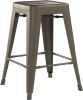 Set of 4 - 24-in. Indoor/Outdoor Backless Stacking Gunmetal Grey Metal Barstools