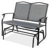 2 Seater Mesh Patio Loveseat Swing Glider Rocker with Armrests in Grey