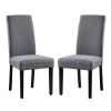 Set of 2 Modern Grey Fabric Upholstered Dining Chair with Black Wood Legs