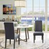 Set of 2 Modern Grey Fabric Upholstered Dining Chair with Black Wood Legs