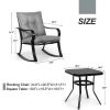 Outdoor 3-Piece Patio Furniture Table Rocking Chairs Set with Grey Cushions