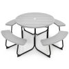 Grey All Weather 8 Seater Picnic Table with Umbrella Hole