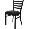 Black Metal Dining Chair with Slatted Back and Vinyl Seat