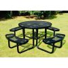 Heavy Duty Steel Metal Round Picnic Table w/ 4 Benches Outdoor Patio Dining Set