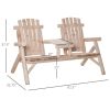 Adirondack Patio 2 Chair Lounger with Center Coffee Table Natural