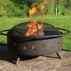 Steel Wood Burning Fire Pit with Spark Screen