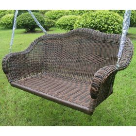 Brown Resin Wicker Porch Swing with 4-ft Hanging Chain