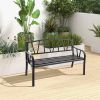 benBlack Metal 2-Person Outdoor Garden Bench with Armrest - 660 lbs. Max Weight