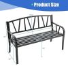 benBlack Metal 2-Person Outdoor Garden Bench with Armrest - 660 lbs. Max Weight