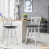 Set of 2 White Wood 29-in Modern Kitchen Dining Farmhouse Swivel Seat Barstools