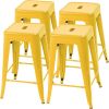 Set of 4 - 24-in. Indoor/Outdoor Backless Stacking Yellow Metal Barstools