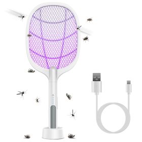 2 in 1 Electric Rechargeable Bug Zapper Mosquito Insect Killer Fly Swatter Mosquito Zapper Racket Mosquito Trap Catcher