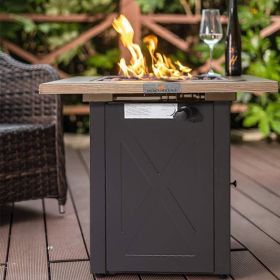 LEGACY HEATING Propane Fire Pit Table, 50,000 BTU Square Fire Table, Fire Pit Propane for Outside Patio (Material: Stainless Steel, Color: Wood)