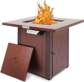 LEGACY HEATING Propane Fire Pit Table, 50,000 BTU Square Fire Table, Fire Pit Propane for Outside Patio (Material: Stainless Steel, Color: Brown)