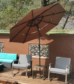 9Ft 3-Tiers Outdoor Patio Umbrella with Crank and tilt and Wind Vents for Garden Deck Backyard Pool Shade Outside Deck Swimming Pool (SKU: W65627938)